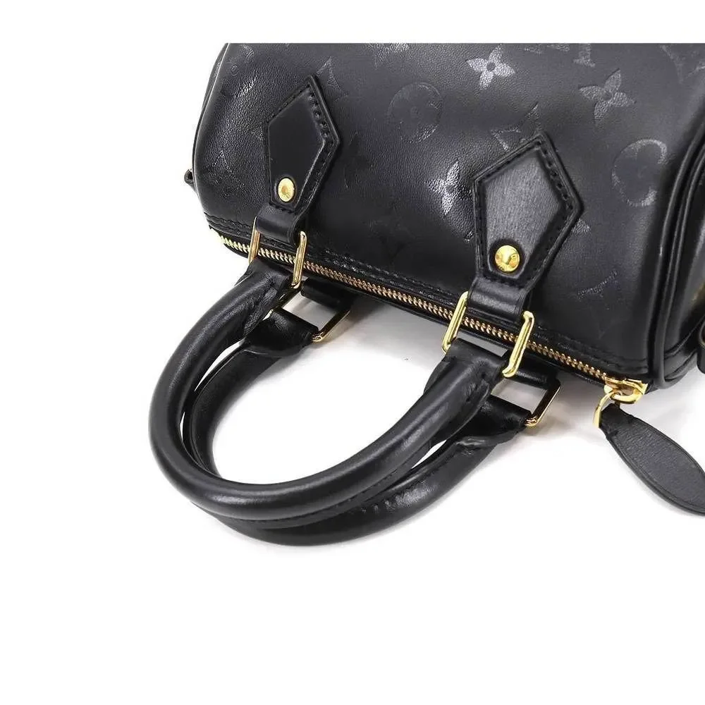 Louis Vuitton Speedy BB Empreinte Leather Chain Shoulder Bag Black